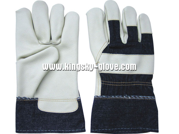 Light Color Full Palm Furniture Leather Work Glove-4027