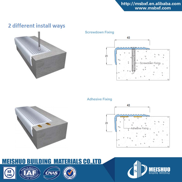 Grooved Anti Slip Aluminum Profile Step Nosing