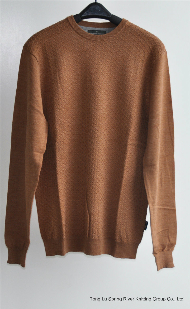 Men Pure Color Round Neck Knit Pullover Sweater