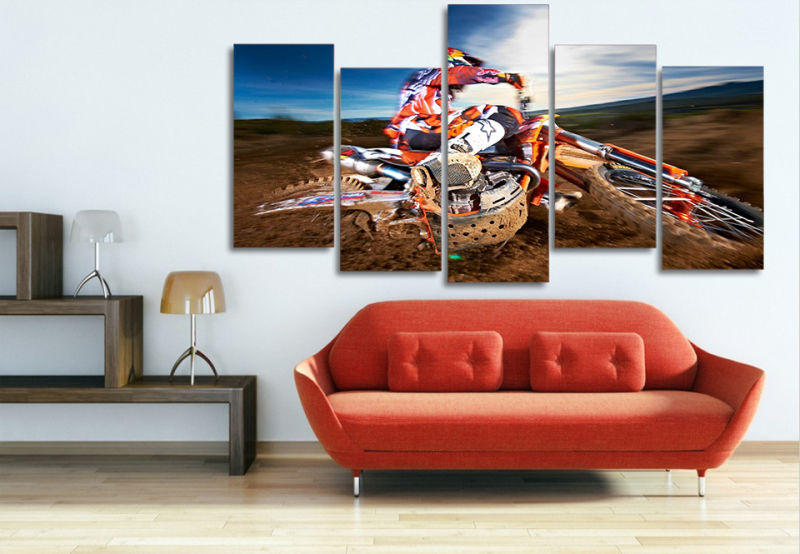 HD Printed Motocross Painting on Canvas Room Decoration Print Poster Picture Canvas Mc-069