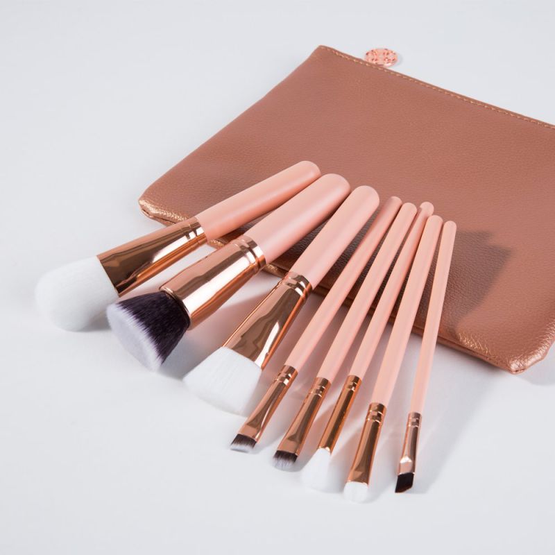 8PCS Private Label Makeup Brush with Luxury Leather Bag