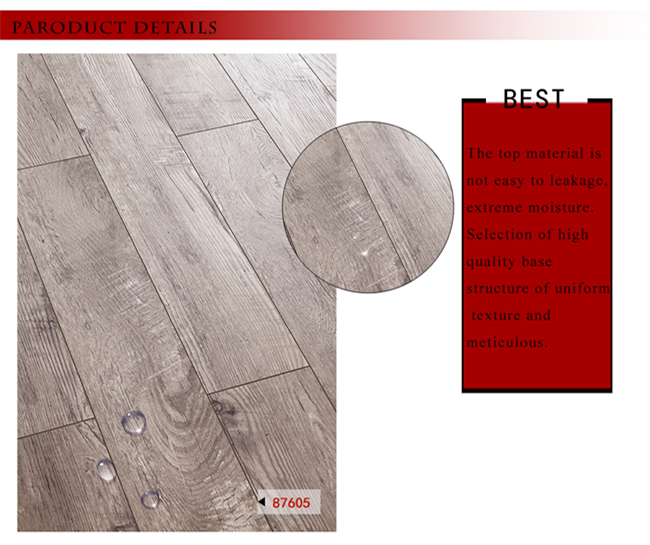 12.3mm HDF Wood Parquet Timber V-Grooved Vinyl Plank Laminate Flooring