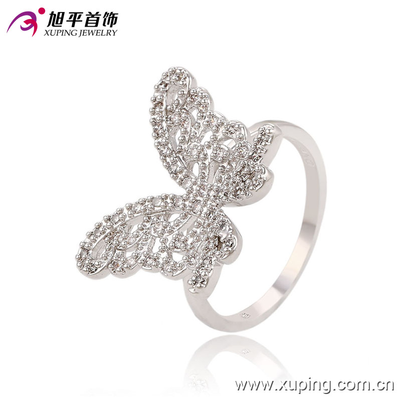 Latest Cool CZ Butterfly Rhodium Jewelry Finger Women Ring -13665