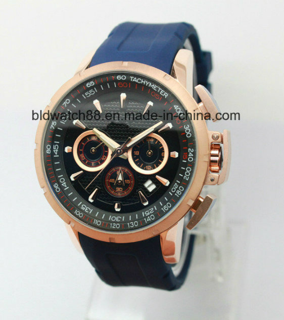 Promotion Japan Movement Leather Band Wrist Watch Men