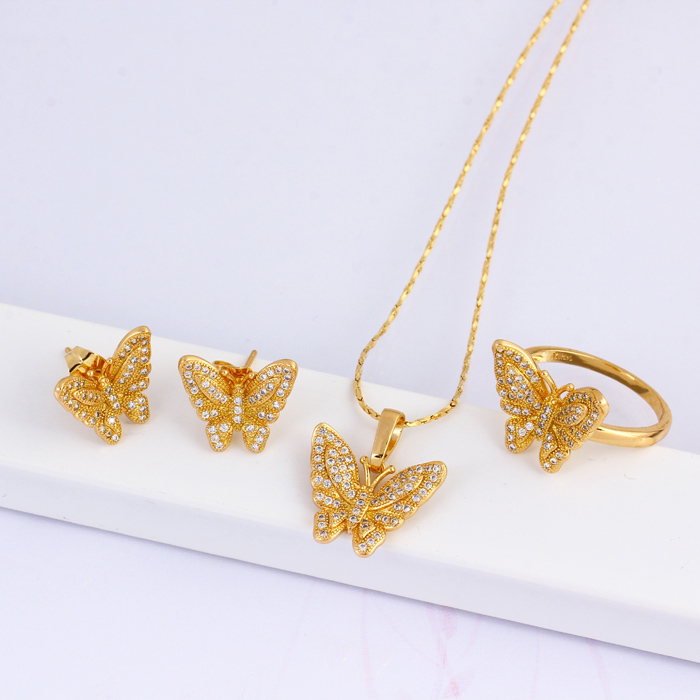 Christmas Gift Fashion Jewelry 18k Gold Plated Butterfly Jewelry Set (60823)