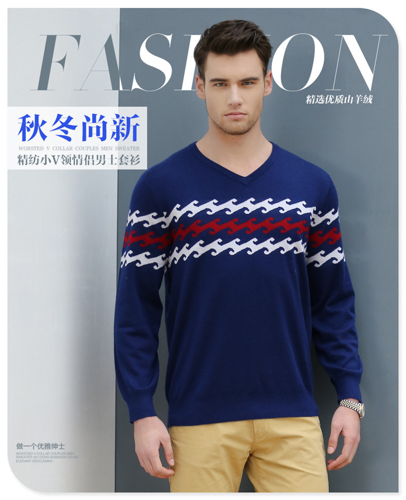 Men's 100% Cashmere V Neck Pullover Sweater China Factory