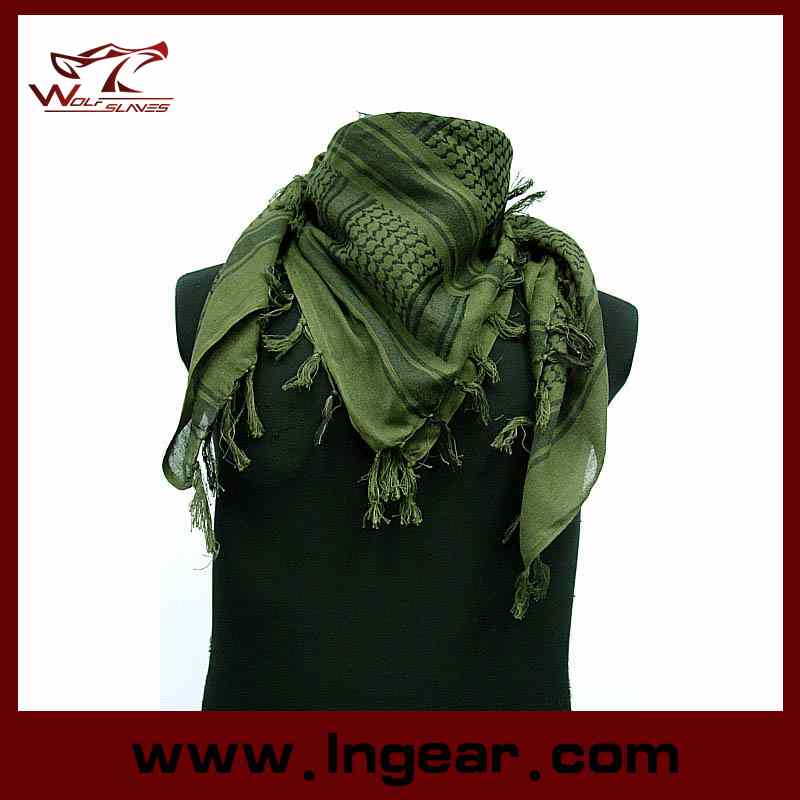 Cheap Mens Military Camouflage Fish Net Mesh Army Polyester Scarf Army Green