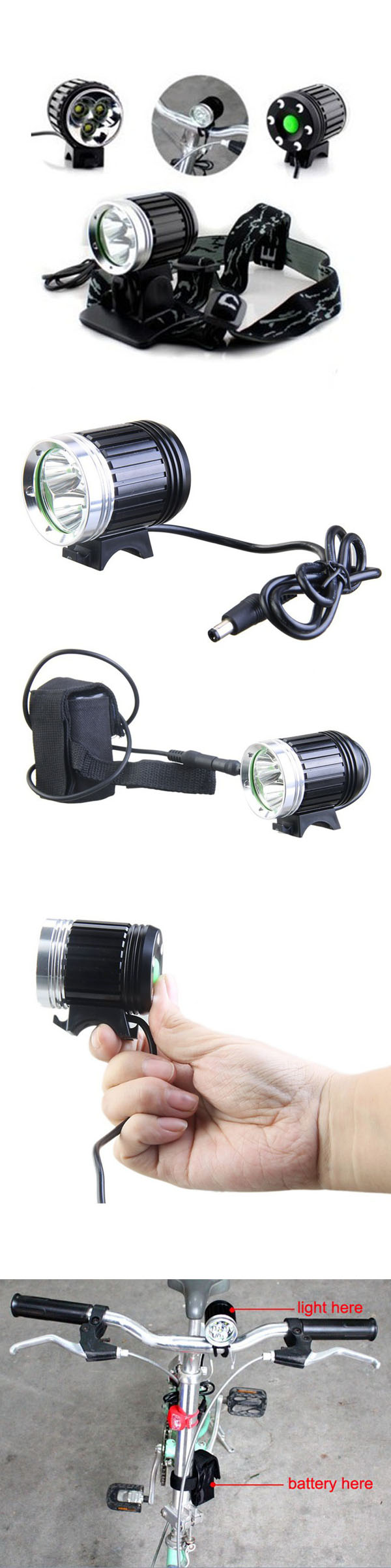 3X CREE Xm-L T6 LED 1500lumens Aluminum Bicycle Light (YZL804)