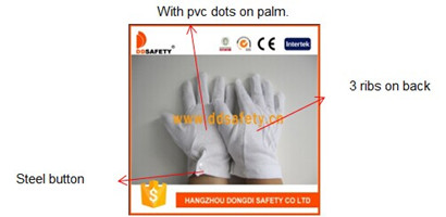 100% Bleach Cotton or Interlock Working Glove with Mini Dots on Palm Dch113