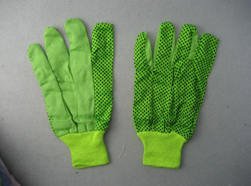 PVC Dotted Drill Cotton Working Glove-2205. Gn