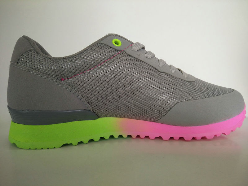 Grey Upper Colorful Rubber Outsole Running Shoes