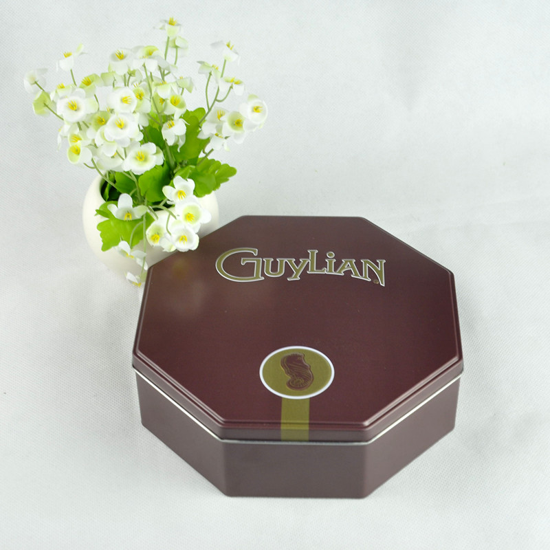 Custom Metal Chocolate Packaging Tin Box with Octagonal Shape