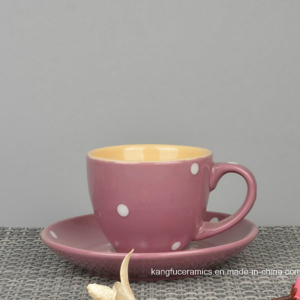 Dotted Design Glazed Cup and Saucer Coffee Set