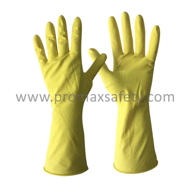 45g DIP Flocked Yellow Household Latex Washing Glove