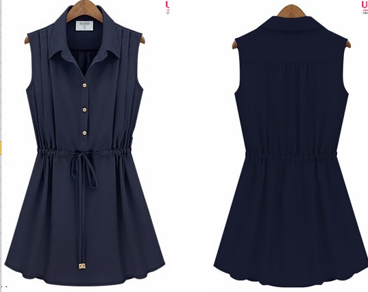 Summer Fashion Sleeveless Pleated Dress (FS5827)