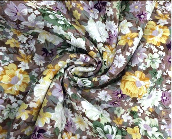 Man-Made Cotton Allover Printed Flowers Rayon Fabric