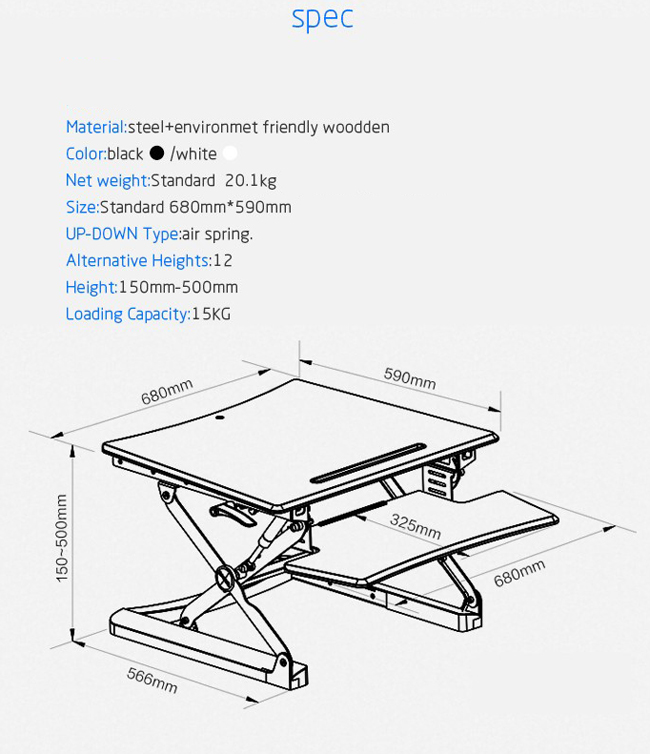 Sit Stand Desk Riser Foldable Notebook Desk Stand with Keyboard Tray