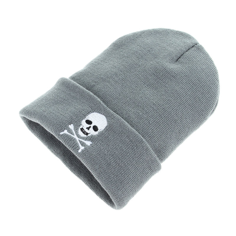 Unisex Knitted Witch Skull Embroidery Winter Warm Hat Beanie (HW146)