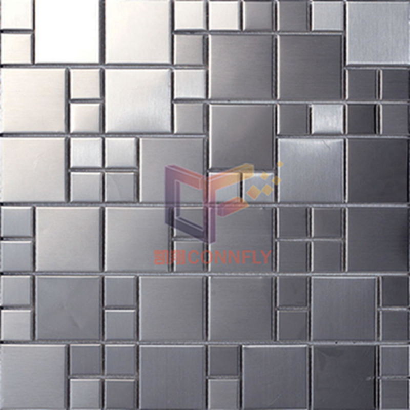 304 Black Mix Silver Stainless Steel Mosaic Tile (CFM908)