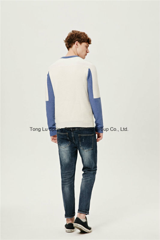 Nylon Lambswool Round Neck Knit Sweater for Men