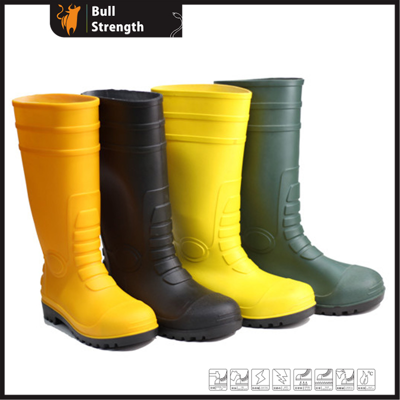 Green PVC Upper and Black PVC Outsole Safety Gum boot (SN5220)