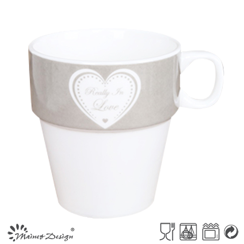 10oz Stackable Ceramic Mug with Valentine Decal Design