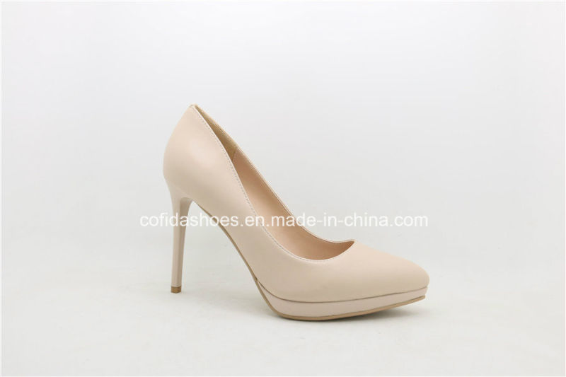 Latest Fashion Plaform High Heel Leather Lady Shoe