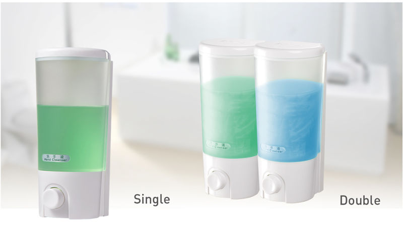 Plastic Wall Mount Soap Dispenser with Small Dual Tank (V-9102S)