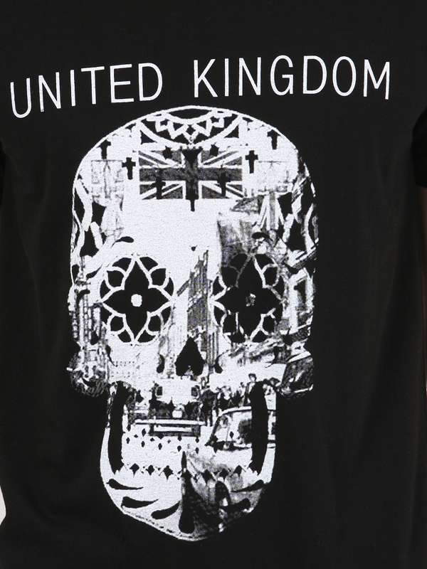 Black and White Skull Design Printing Wholesale Fashion Cotton Men T-Shirt