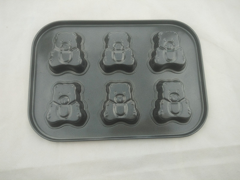 6 Cup Little Bear Shape Non Stick Cake Pan Carbon Steel Bakeware