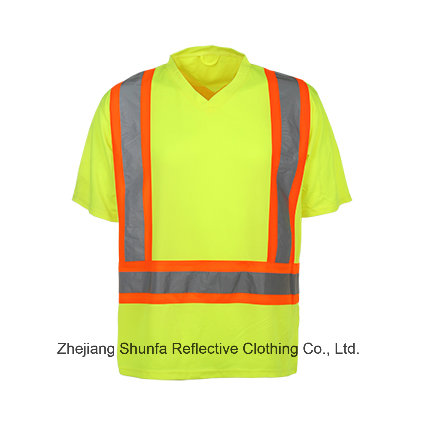 Hi Vis Reflective Safety Work T-Shirt with V Neck