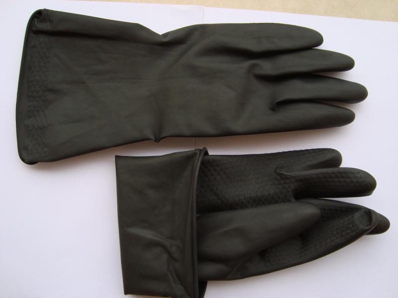 Black Color Embossed Palm Latex Industry Work Glove