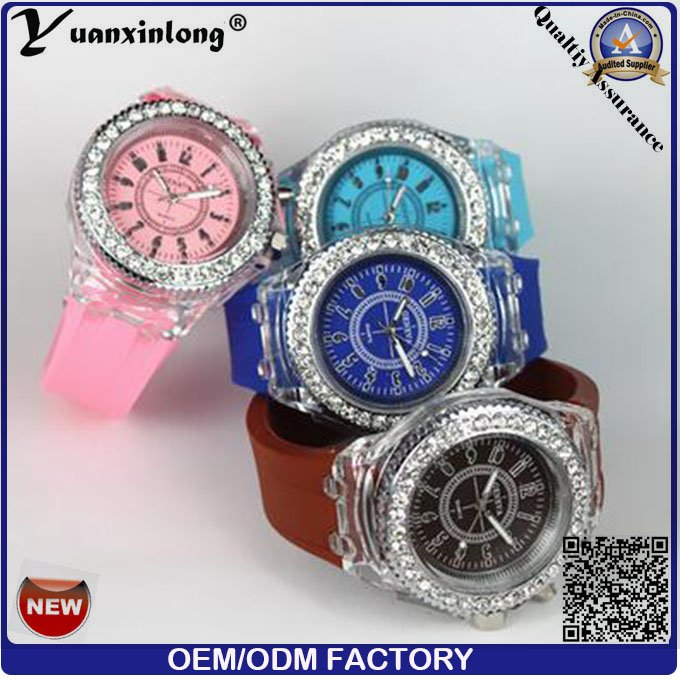 Yxl-699 New Geneva LED Watch Silicone Strap Jelly LED Color Flashing Light Watch