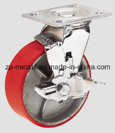 Heavy-Duty Aluminum PU with Side Brake Caster Wheel