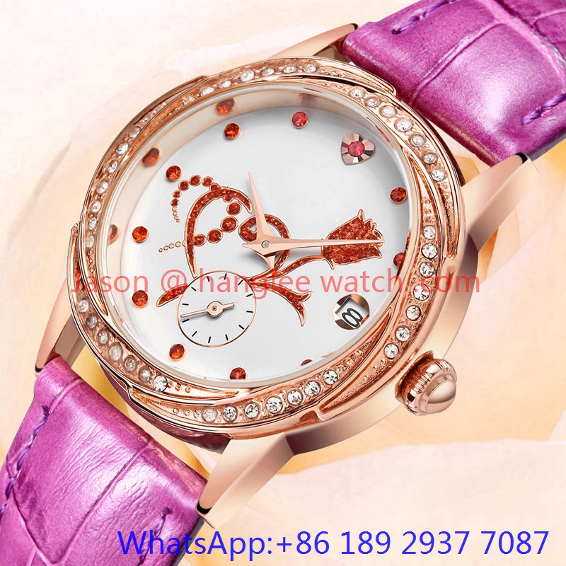 Top-Quality Alloy Luxury Watch, Genuine Leather Band (HLJA-15061)