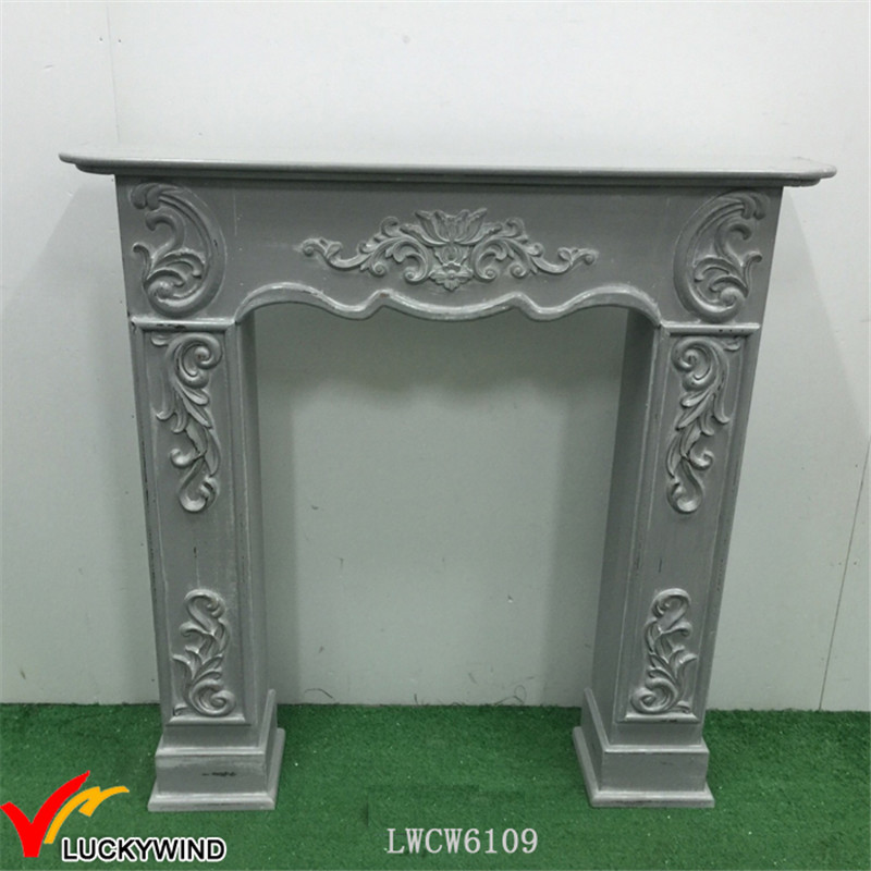 European Style Green Vintage Wood Fireplace Mantel