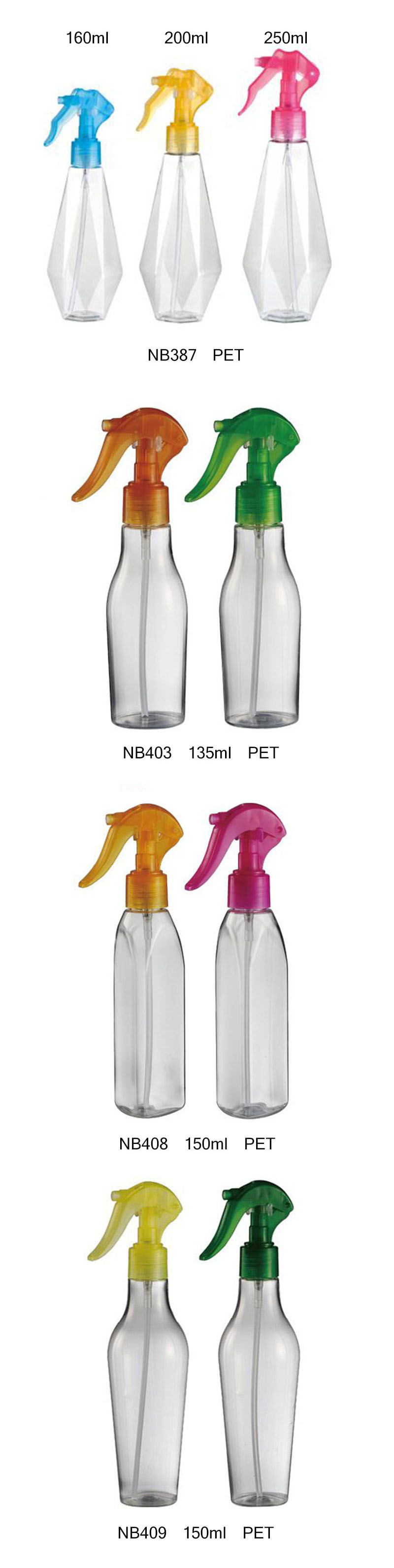 150ml Pet Square Trigger Sprayer Bottle for Cosmetics (NB408)