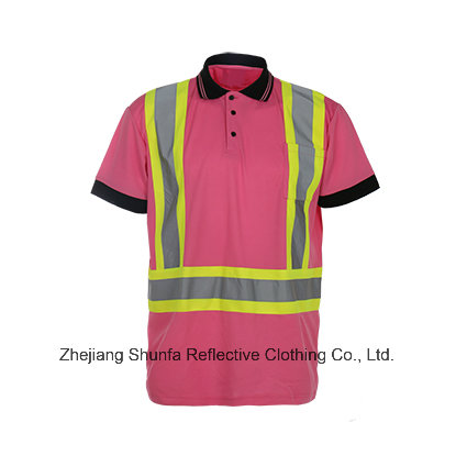 Custom Safety Reflective Tape Polo T-Shirt with Birdeye Mesh