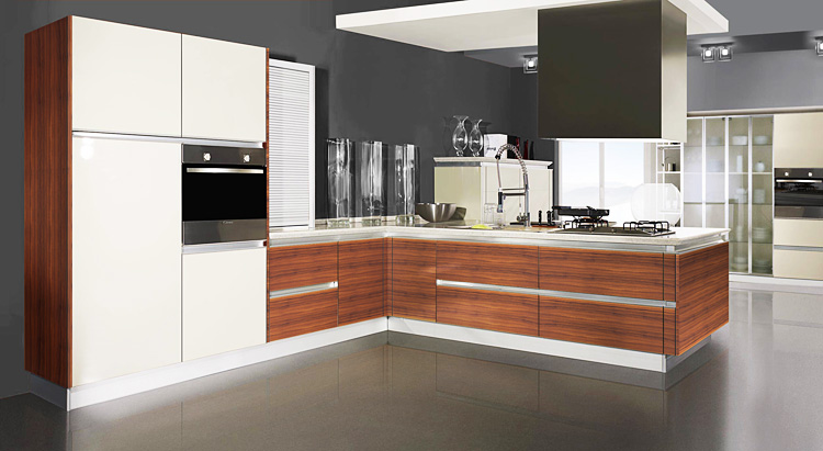 L Shape Acrylic Kitchen Cabinets for Project