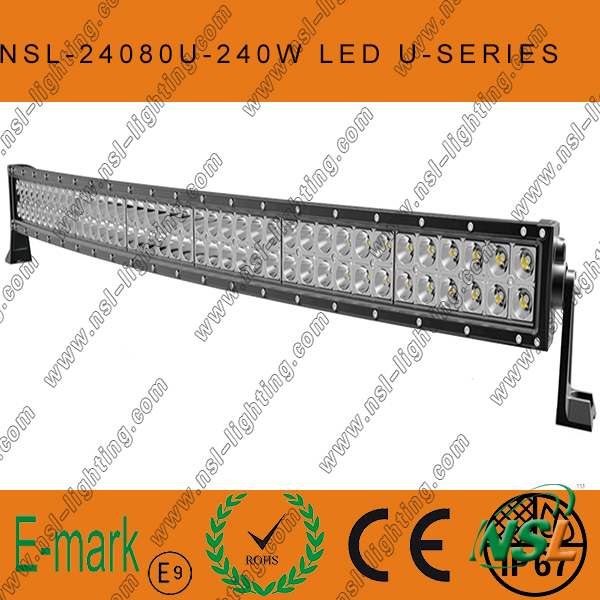 240W LED CREE Curved-U Light Bar off Road, Spot/Flood/Combo LED Light Bar off Road Driving