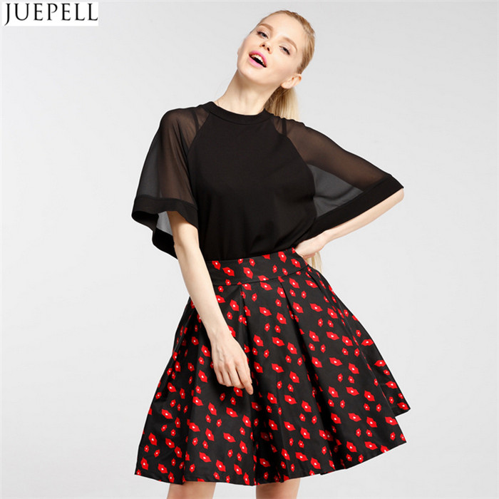 Autumn New Women High Waist Skirts Brand in Europe and America Temperament Put on a Large Floral Skirt a Word Tutu