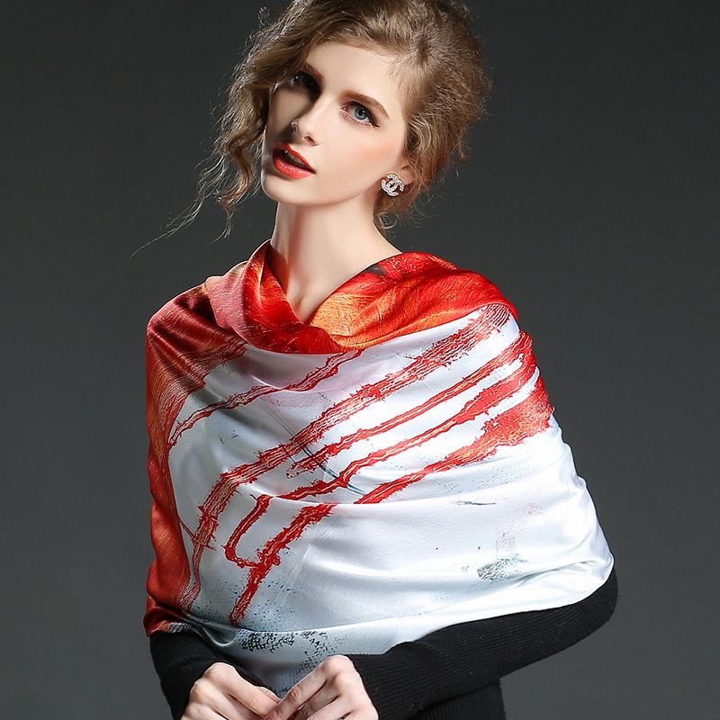 Printed Silk Satin Horse Big Square Scarf 100 * 100 Cm