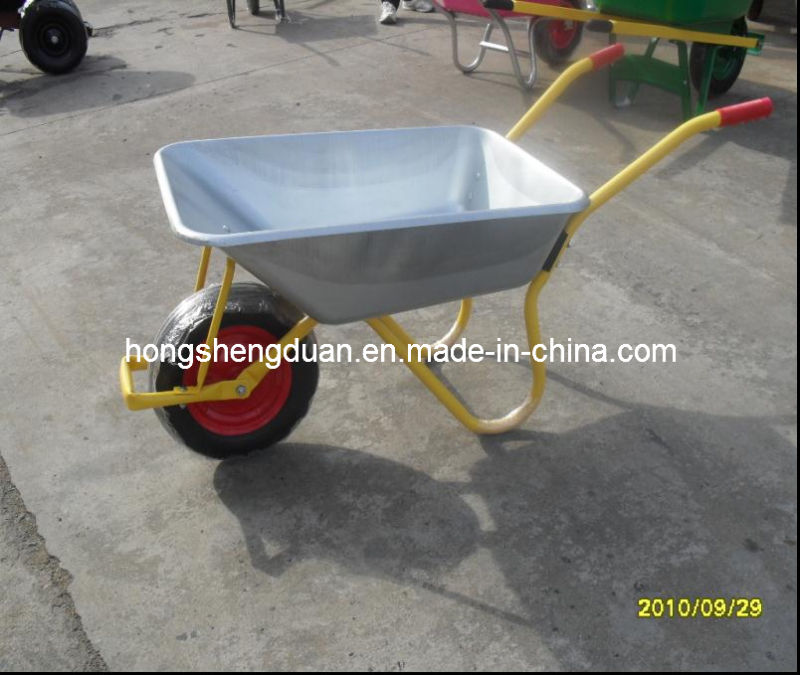 Wb6308 Galvanize Tray Wheelbarrow for Russian Market