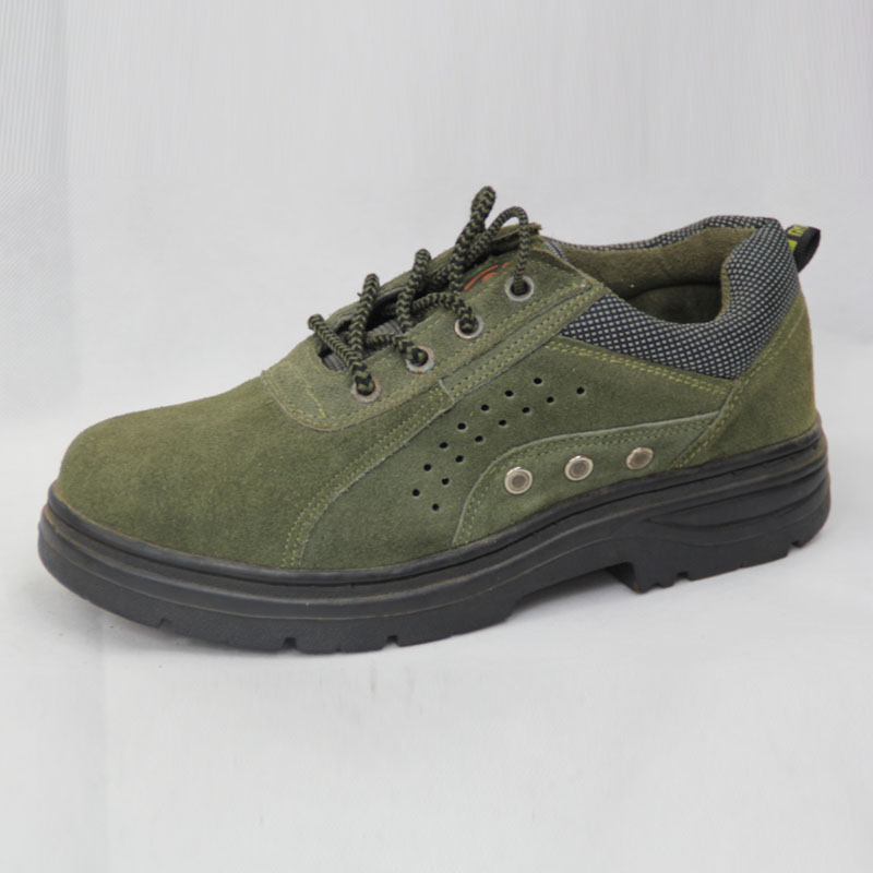 Green Genuine Leather Work Safety Shoes