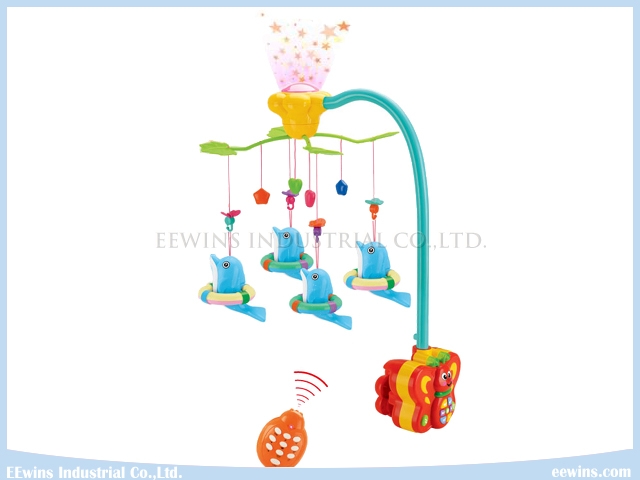 Infant Toys Remote Control Projective Baby Mobiles on Cradle