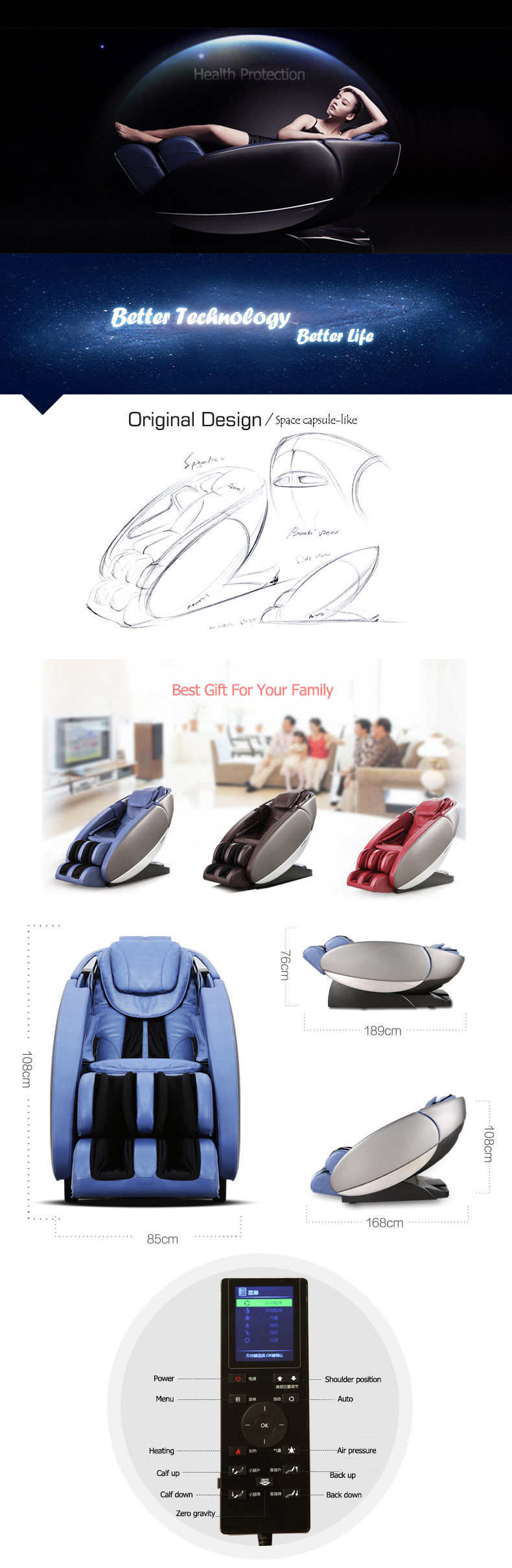 Wholesale High Quality Comfortable Unique Design Massage Chair Rt-7700