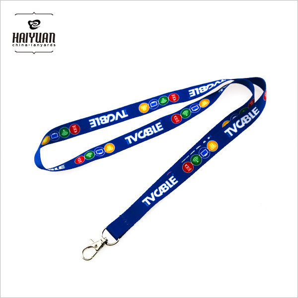 Blue Sublimation Printing Lanyard with Metal Hook