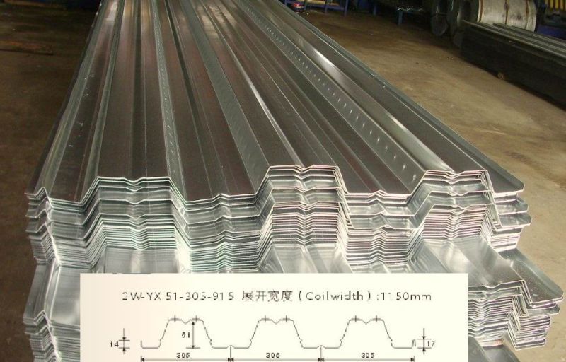 Hot DIP Galvanized Floor Decking Sheet (Yx 51-342-1025)