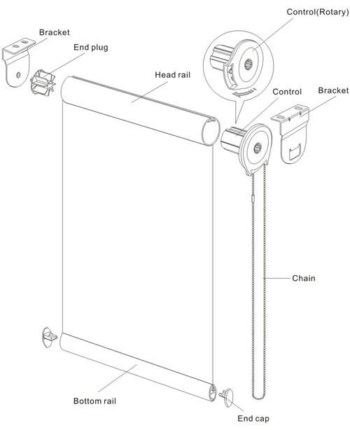 Polyester PVC Roller Blind with Chain