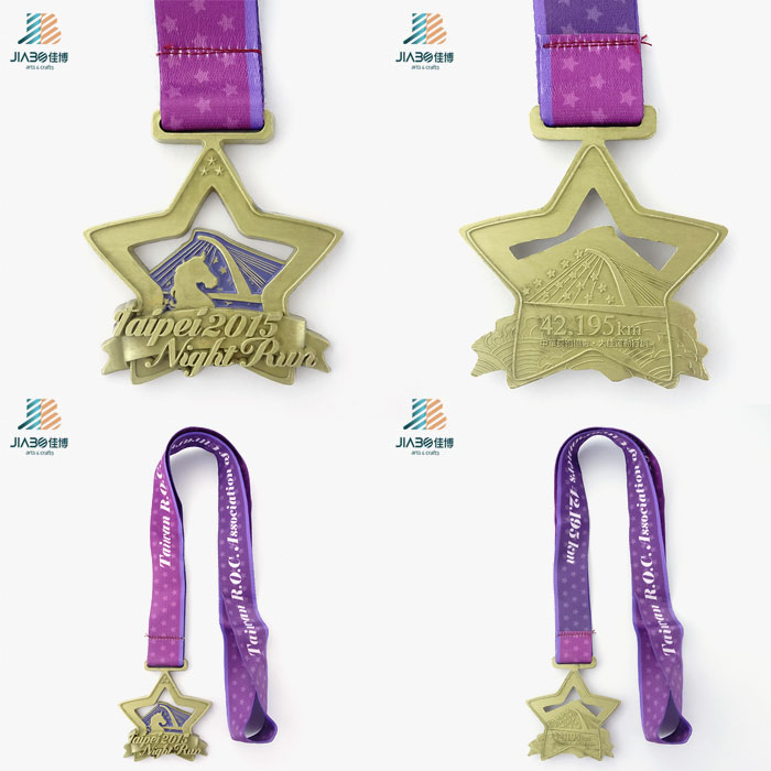 Customize Casting Gold Star Night Run Metal Trophy Medal